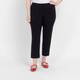 Beige Pull On Cropped Trousers Black
