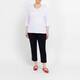 Beige Pull On Cropped Trousers Black