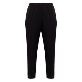 Beige Pull-On Technostretch Trousers Black - Plus Size Collection