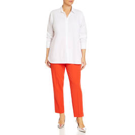 SBYOJLPB Fashion Women Plus Size Solid Button Zipper Casual Pants Calf- Length Trousers White 10(XL) 