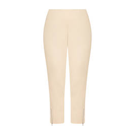 Beige Pull on Cotton Blend Cropped Trouser Sand - Plus Size Collection