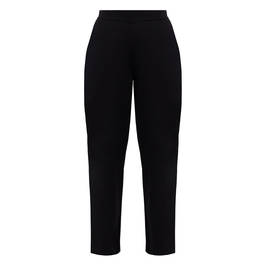 Beige Knitted Pull-On Trousers Black - Plus Size Collection
