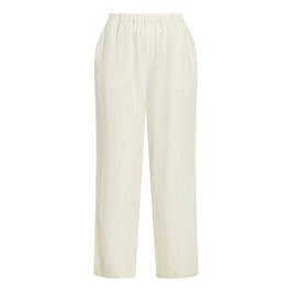 Beige Linen Pull On Trousers Champagne - Plus Size Collection