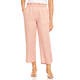 Beige Candy Stripe Cropped Linen Blend Trousers Pink 