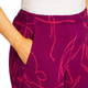 Beige Abstract Print Trousers Fuchsia 