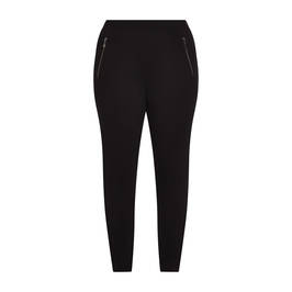 Beige Stretch Jersey Trousers Zip Pockets Black  - Plus Size Collection