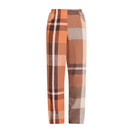 Beige Madras Check Pull-on Trousers Orange - Plus Size Collection