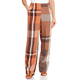 Beige Madras Check Pull-on Trousers Orange