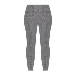 Beige Birdseye Print Trouser Black And White - Plus Size Collection