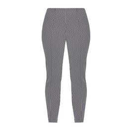 Beige Birdseye Print Trouser Black And White - Plus Size Collection