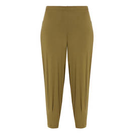 BEIGE STRETCH JERSEY TAPERED TROUSERS OLIVE - Plus Size Collection