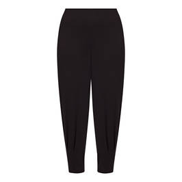 BEIGE STRETCH JERSEY TAPERED TROUSERS BLACK - Plus Size Collection