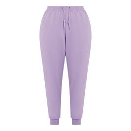 BEIGE COTTON JERSEY JOGGING TROUSERS LAVENDER  - Plus Size Collection