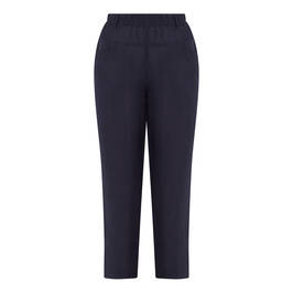 BEIGE PULL-ON LINEN TROUSERS NAVY - Plus Size Collection