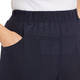 BEIGE PULL-ON LINEN TROUSERS NAVY