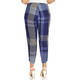 BEIGE LINEN MADRAS CHECK TROUSERS INDIGO