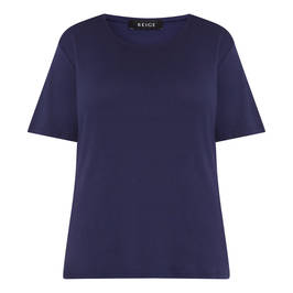 BEIGE COTTON T-SHIRT NAVY - Plus Size Collection