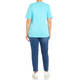 BEIGE COTTON T-SHIRT TURQUOISE 