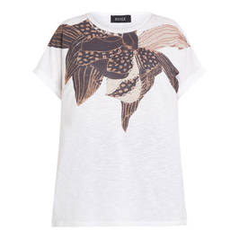 BEIGE JERSEY EMBELLISHED T-SHIRT WHITE  - Plus Size Collection