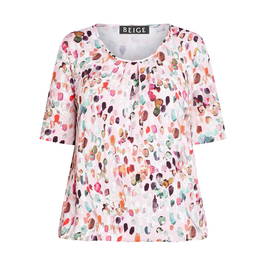 BEIGE PEBBLE DOT T-SHIRT ROSE PINK - Plus Size Collection