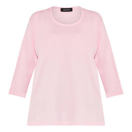 BEIGE 3/4 SLEEVE COTTON T-SHIRT PINK  - Plus Size Collection