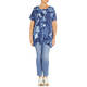 BEIGE FLORAL PRINT LINEN TUNIC INDIGO 