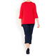 BEIGE RED FLOUNCE CUFF TOP WITH SIDE STRIPE