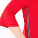 BEIGE RED FLOUNCE CUFF TOP WITH SIDE STRIPE