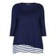 BEIGE STRETCH JERSEY NAVY STRIPE HEM TUNIC