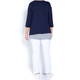 BEIGE STRETCH JERSEY NAVY STRIPE HEM TUNIC