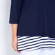 BEIGE STRETCH JERSEY NAVY STRIPE HEM TUNIC