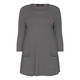 BEIGE BLACK AND WHITE STRIPE TUNIC WITH FRONT POCKETS