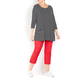BEIGE BLACK AND WHITE STRIPE TUNIC WITH FRONT POCKETS