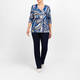 Beige Swirl Print Top Blue 