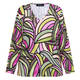 Beige Swirl Print Top Fuchsia and Green 