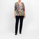 Beige Swirl Print Top Fuchsia and Green 