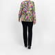 Beige Swirl Print Top Fuchsia and Green 