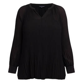 Beige Pleated Georgette Tunic Black - Plus Size Collection