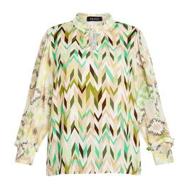 Beige Zig-Zag Print Tunic Green - Plus Size Collection