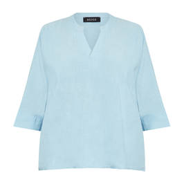 Beige Linen Tunic Sky Blue - Plus Size Collection