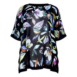 BEIGE FLORAL PRINT CHIFFON TUNIC - Plus Size Collection
