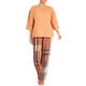 Beige Madras Check Pull-on Trousers Orange