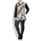 Beige abstract print Tunic with black sleeves