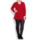 BEIGE v-neck fine knit red TUNIC