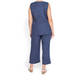 BEIGE LINEN VEST WITH FRONT PLEAT NAVY