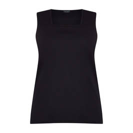 Beige Square Neck Pure Cotton Vest Black - Plus Size Collection