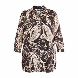 BEIGE PAISLEY PRINT SHIRT BROWN - Plus Size Collection