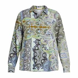 BEIGE PAISLEY PRINT SHIRT GREEN - Plus Size Collection