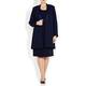 MARINA RINALDI navy SATIN DETAIL CREPE JACKET