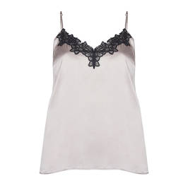 ELENA MIRO SATIN CAMI - OYSTER AND BLACK  - Plus Size Collection
